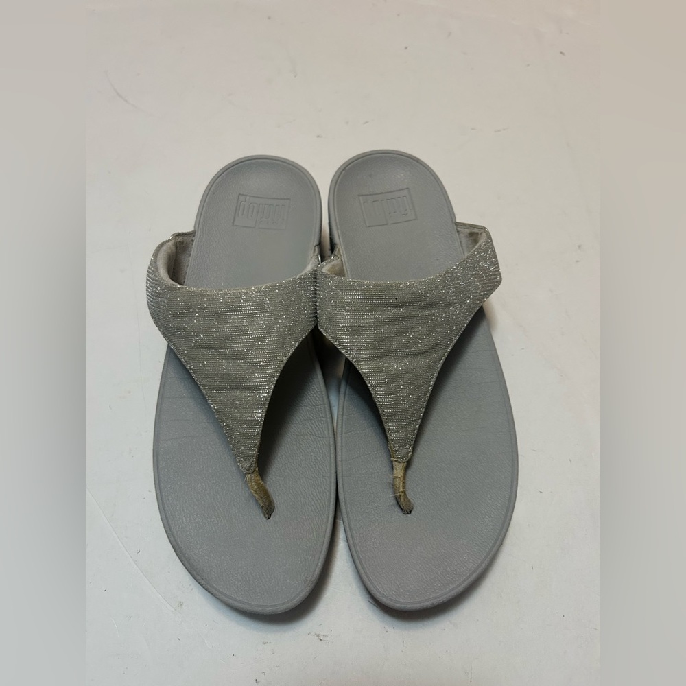 Fitflop Metallic Gray Flip Flops